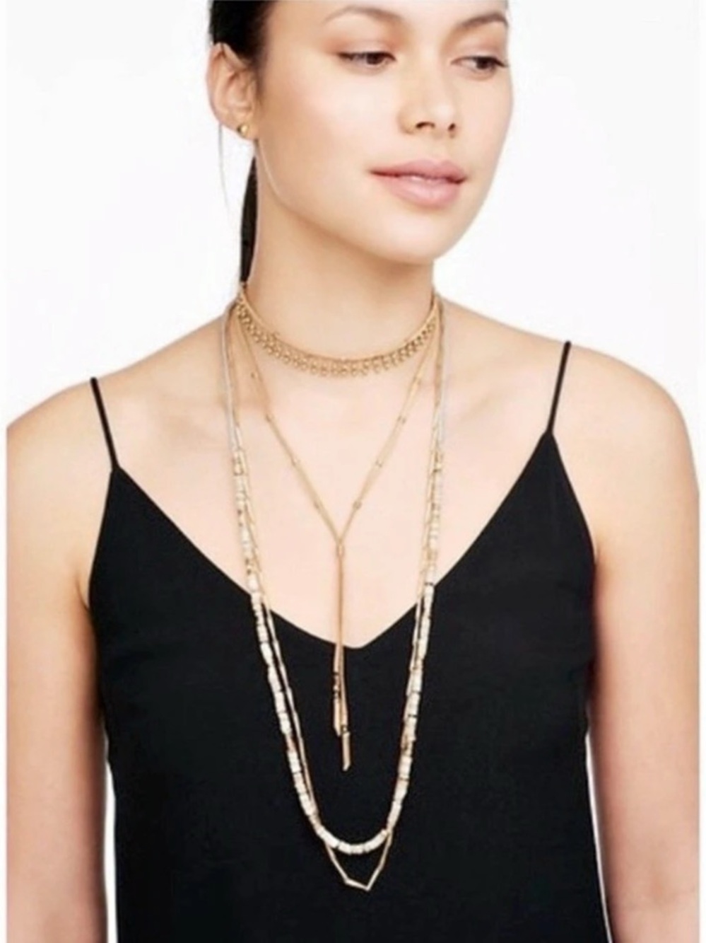 Stella & Dot Aven Layering Necklace Layered Necklace in Gold & White NWT